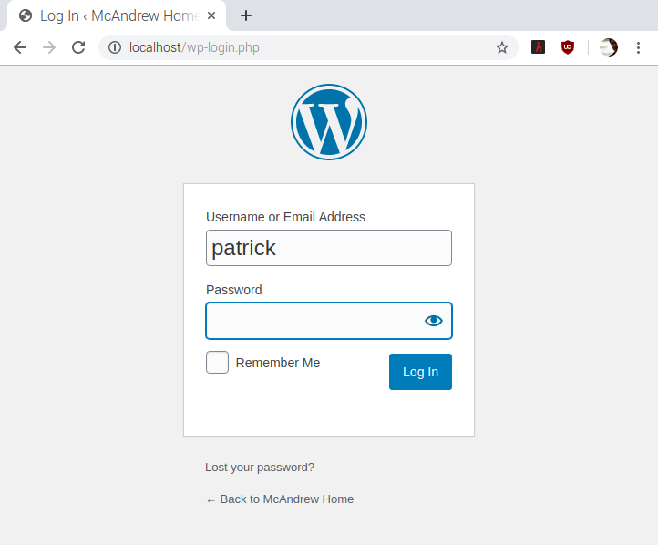 Picture of the WordPress login